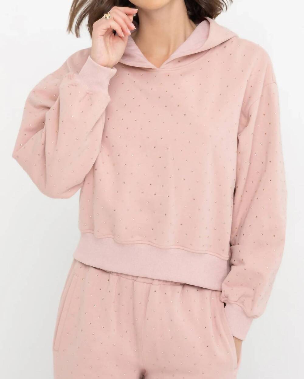 NEW GENERATION LOVE renae crystal hoodie in dusty pink